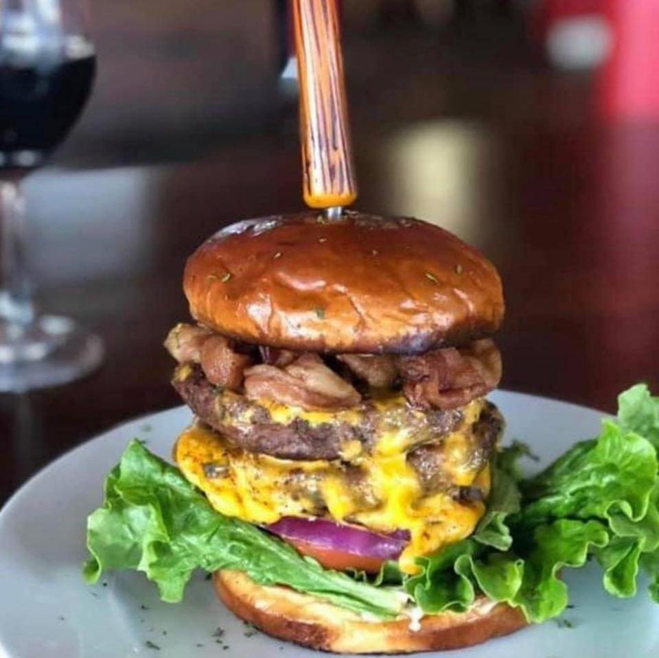 Signature burger from Main Street Cafe