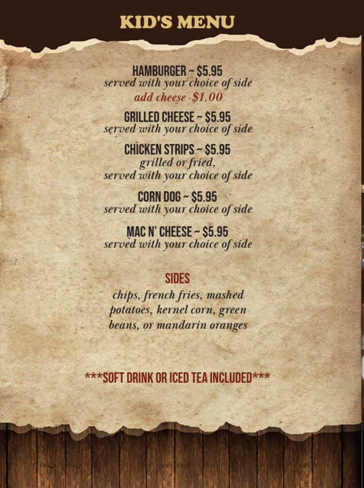 Kids menu